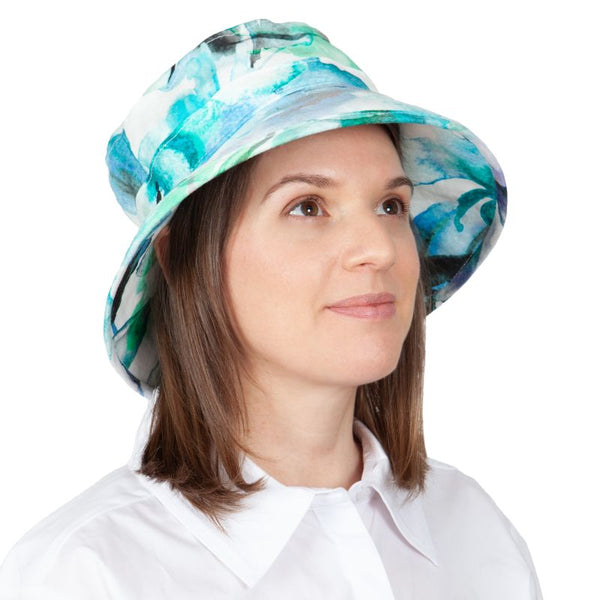 Sun Protection Bowler Hat | Linen Print | UPF50+ | Made in