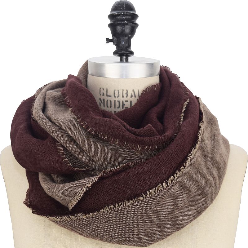  Linen wool double gauze fall scarf-made in canada-merlot blush