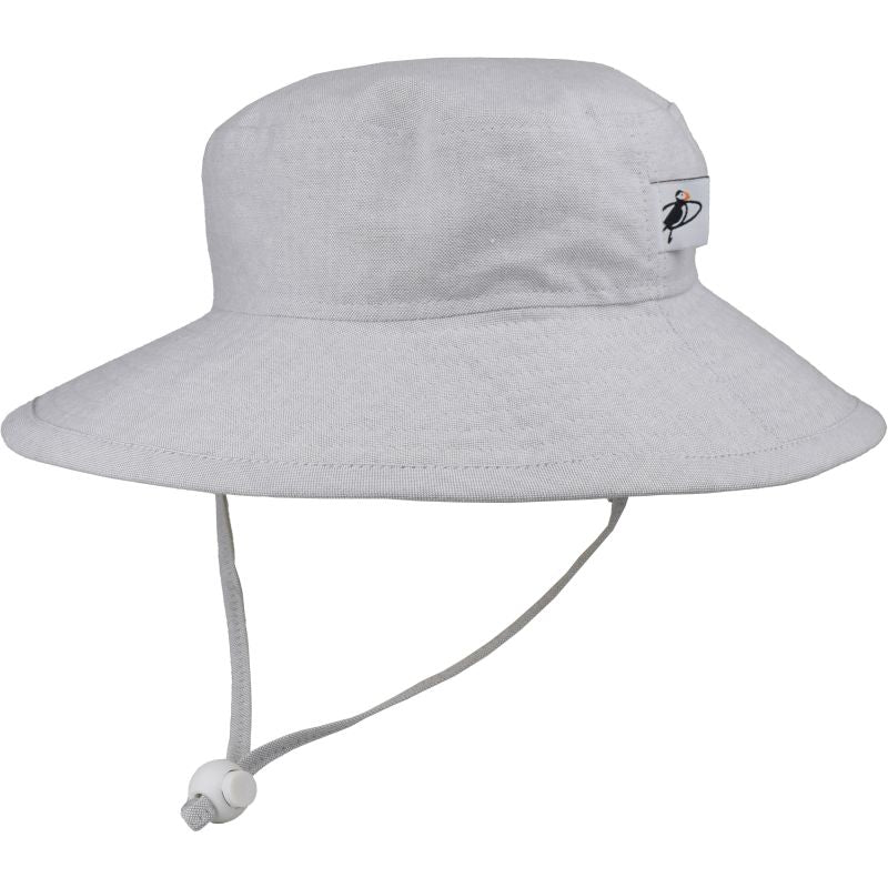 Puffin Gear Oxford Cotton Wide Brim Kids Sun Protection Hat-UPF50+ Excellent Sun Protection-Made in Canada by Puffin Gear-Machine Washable-Grey