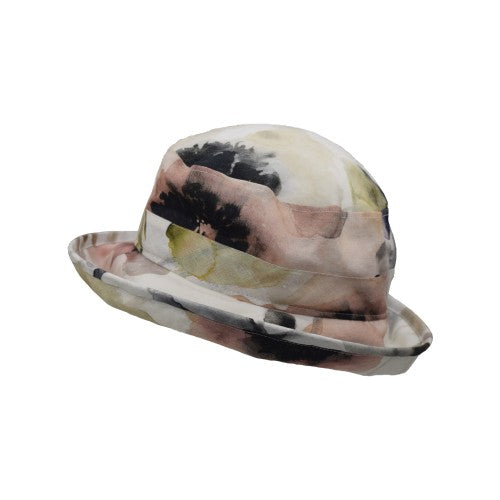 Sun Protection Bowler Hat, Linen Print, UPF50+