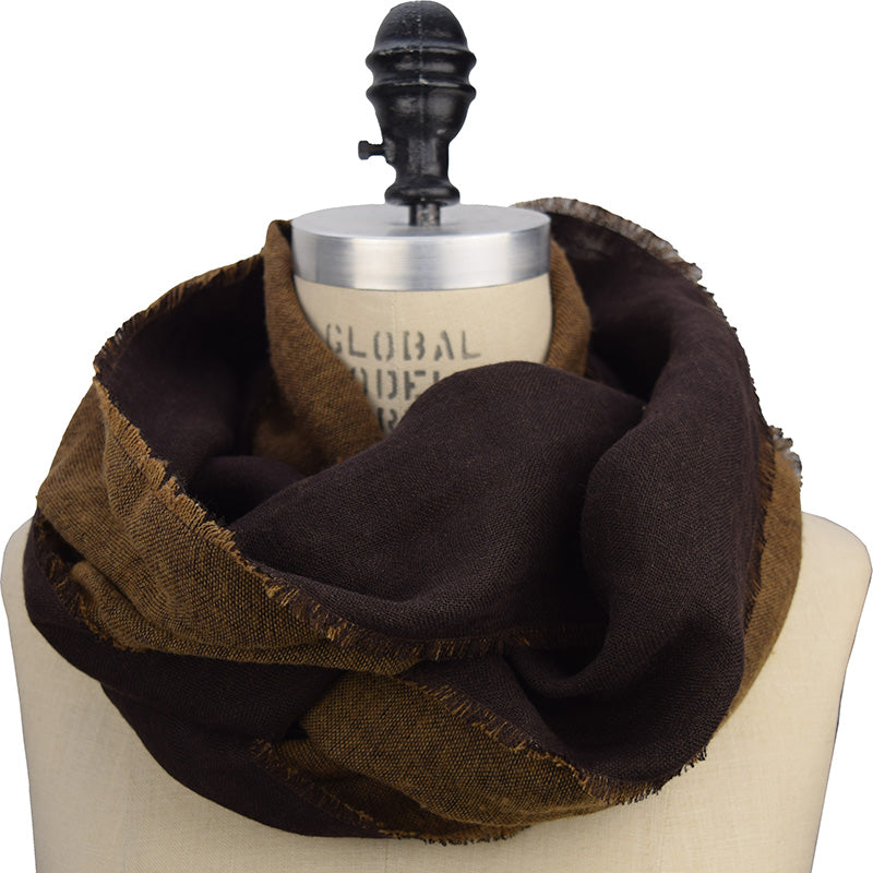  Linen wool double gauze fall scarf-made in canada-bark