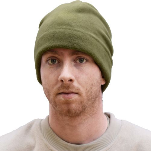 Polartec Fleece Toque-Made in Canada by Puffin Gear-Olive-Longer so You can Pull it Way Down Over your Ears or Wear Slouch