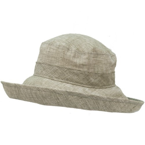 Wide Brim top Sun Hat Chambray Off White Cotton