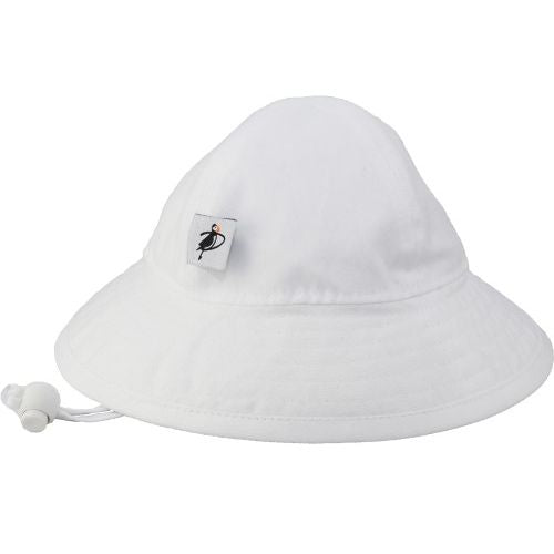 UPF 50+ Sun Protection-Puffin Gear Cotton Oxford Infant Sunbeam Hat-Made in Canada-White