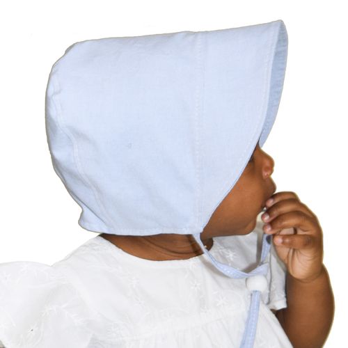 Puffin Gear Infant and Toddler Cotton Oxford Sun Protection Bonnet-Blue-Made in Canada-Blue