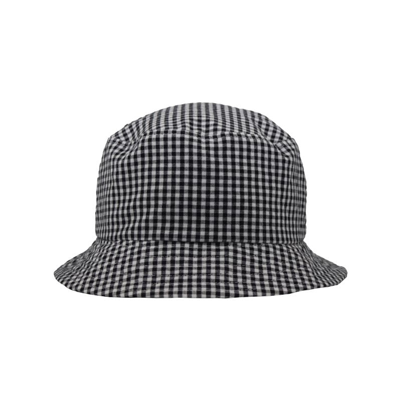 Cotton Print Beach Party Bucket Hats-UPF50 Sun Protection-Made in Canada by Puffin Gear-Black Check