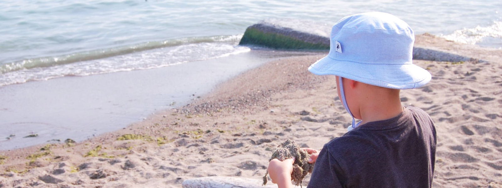 Child and Toddler Sun Protection Camp Hat Rated UPF50+ excellent Sun Protection-Made in Canada by Puffin Gear-Classic Oxford Cotton-Machine Washable-Chin Tie with Cord Lock and Safety Break Away Clip