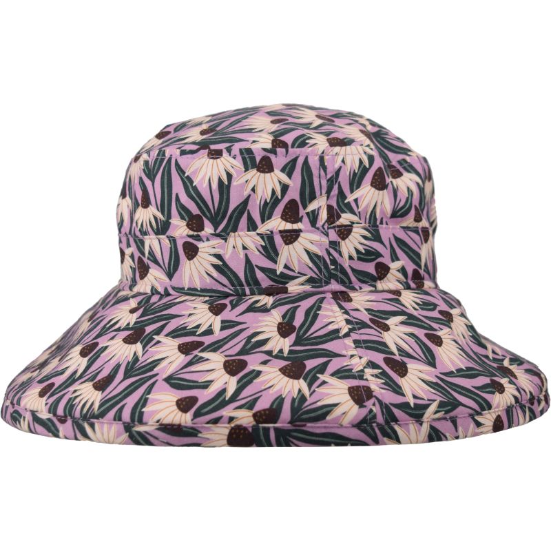Cotton Print Garden hat with 4 inch wide brim-UPF50 + Sun Protection. Made in Canada by Puffin Gear-Coneflower