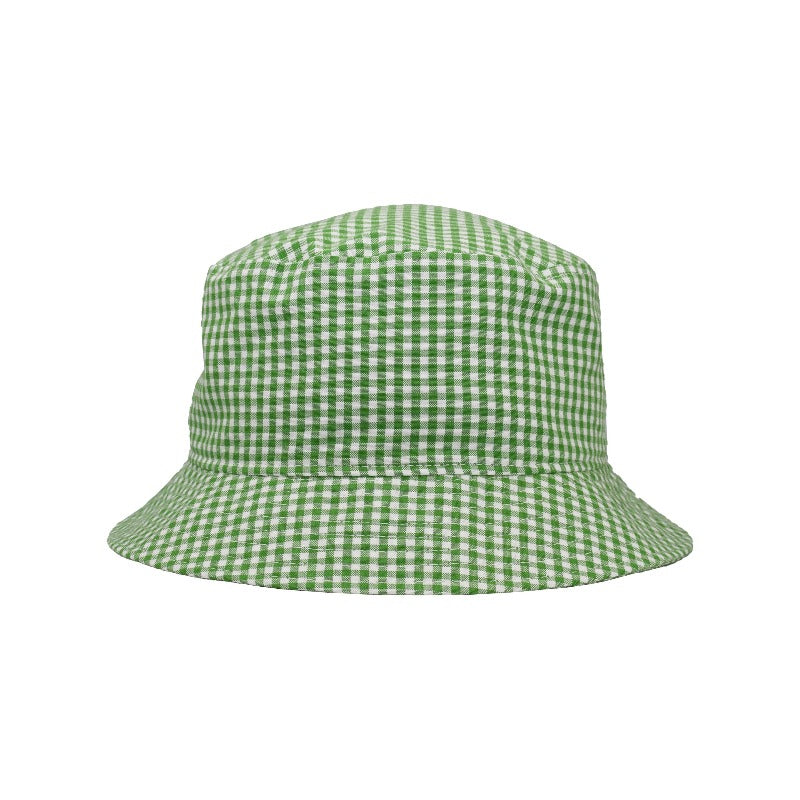 Cotton Kelly Green and White Check Bucket Hat-UPF50 Sun Protection Made in Canada