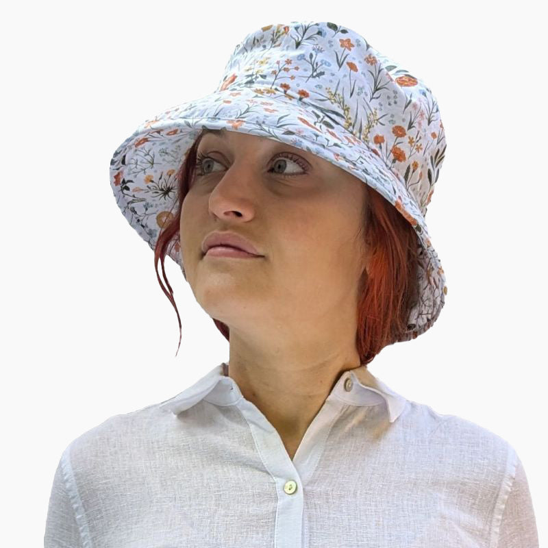 Cotton print sun hat-upf50-okeotex certified cotton-made in canada by puffin gear-meadow