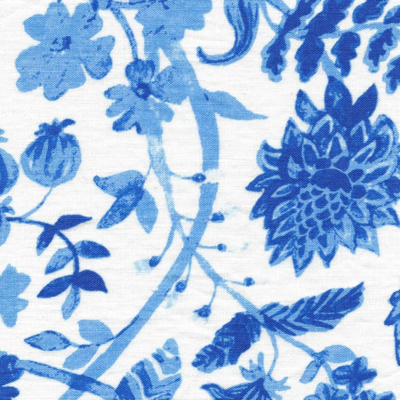 Blue floral printed linen swatch for Puffin Gear sun protection hats-made in canada