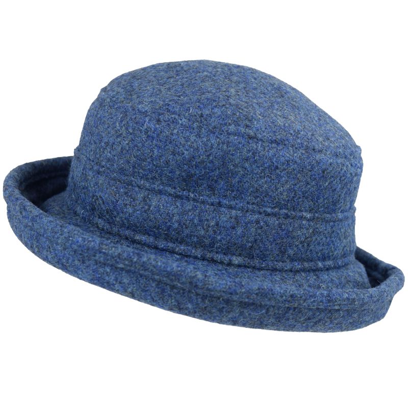 loch blue Harris Tweed Wool Brimmed winter hat for winter sun protection-made in Canada by Puffin Gear