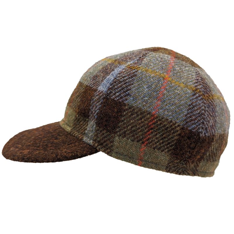 Harris Tweed Wool Ball Cap-Lodge Plaid with Copper Heather Peak-Made in Canada by Puffin Gear. Elevate your style.
