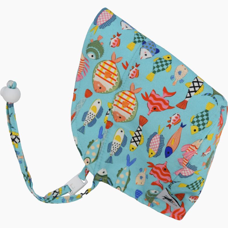 Infant Toddler Sun Protection Bonnet-Made in canada by puffin gear-upf50-Coral Reef Fish Print