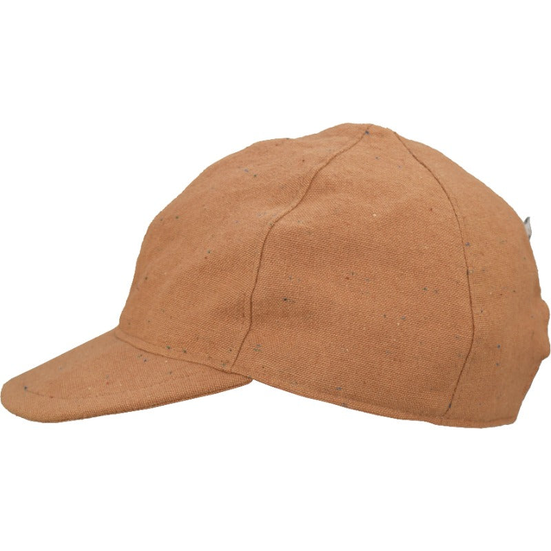 Kids Linen Canvas Ballcap in Butterscotch Sprinkle. Machine Washable and Made in Canada. UPF50 Sun Protection. Adjustable elastic closure