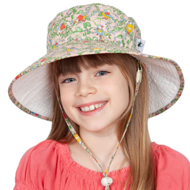 Liberty of London Cotton Print Wide Brim Child Sunbaby Hat-UPF50 Sun Protection-Made i Canada by Puffin Gear-Hedgerow Chorus Print