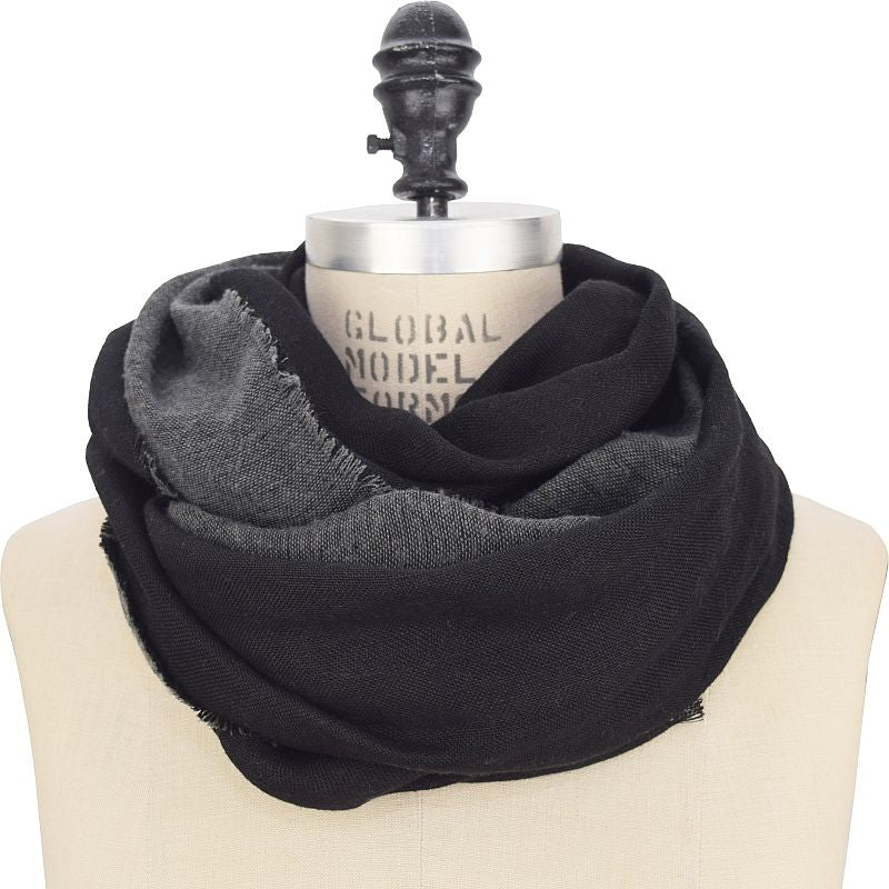  Linen wool double gauze fall scarf-made in canada-charcoal