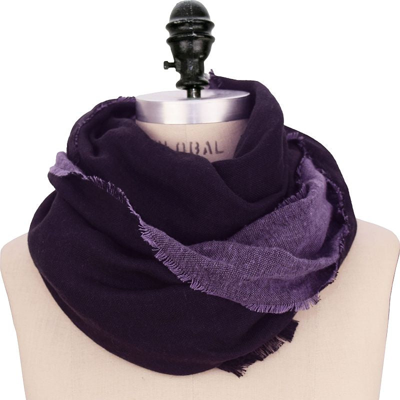  Linen wool double gauze fall scarf-made in canada-black plum