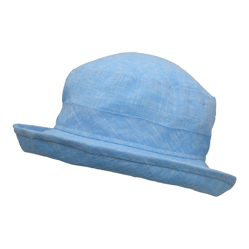 Linen Chambray Lightweight Bowler Hat with UPF50 Sun Protection-Made in Canada by Puffin Gear-Aqua