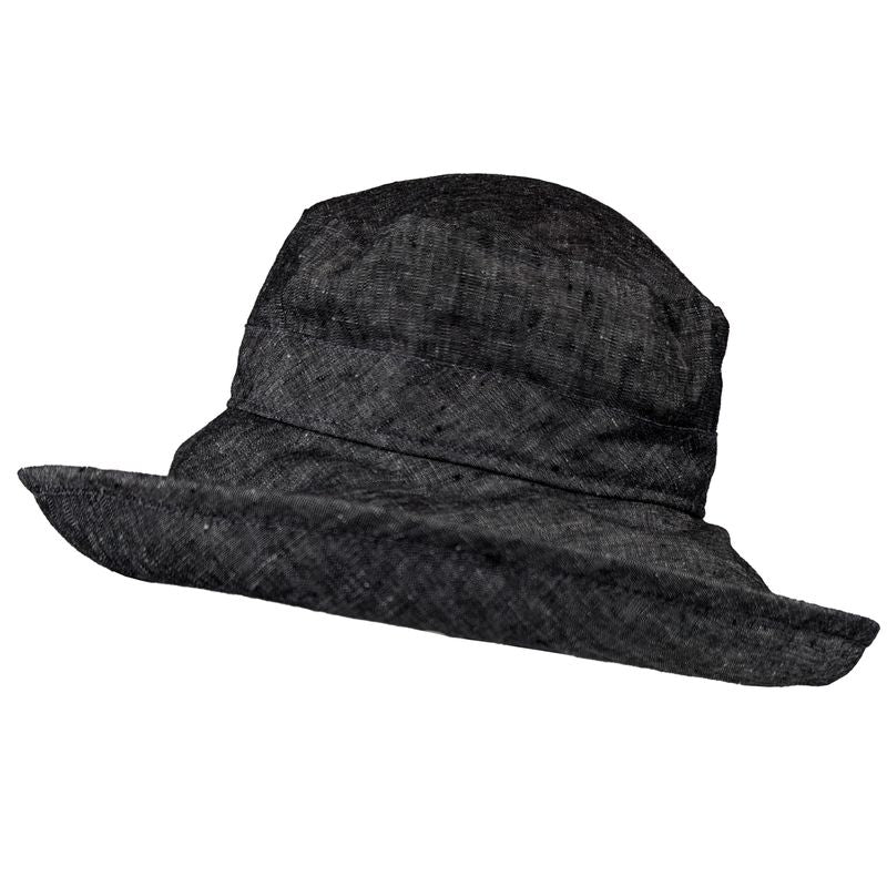 Linen Chambray UPF50 + Sun Protection Wide Brim Hat Made in Canada by Puffin Gear - Black