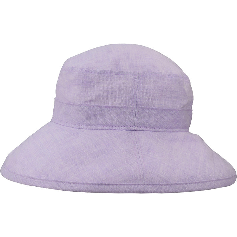 Linen Chambray Garden Hat with 4 inch Brim-Rated UPF50+ Excellent Sun Protection-Made in Canada by Puffin Gear-Lilac