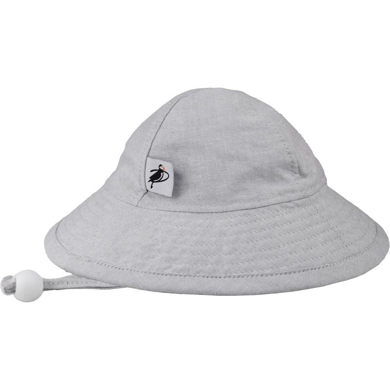 UPF 50+ Sun Protection-Puffin Gear Cotton Oxford Infant Sunbeam Hat-Made in Canada-Grey