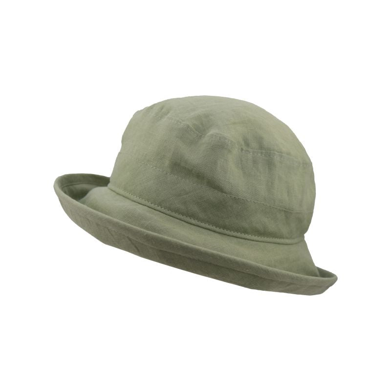 Patio Linen Bowler Hat Rated UPF50+ Excellent Sun Protection-Made in Canada by Puffin Gear-Sage