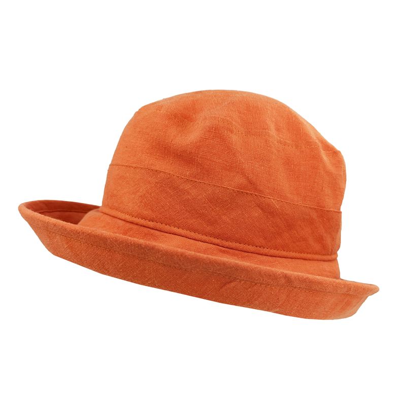 orange linen bowler hat-upf50 sun protection-made in canada