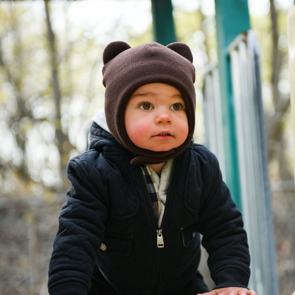 Infant and Child fall winter hats by Puffin Gear Made in Canada-the warmest gear for your kids-neck warmers, chin wrap hats, organic beanies