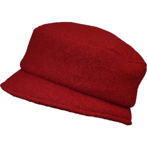 Puffin Gear Tilburg Boiled Wool Stroll Pillbox Hat - Made in Canada - Cranberry