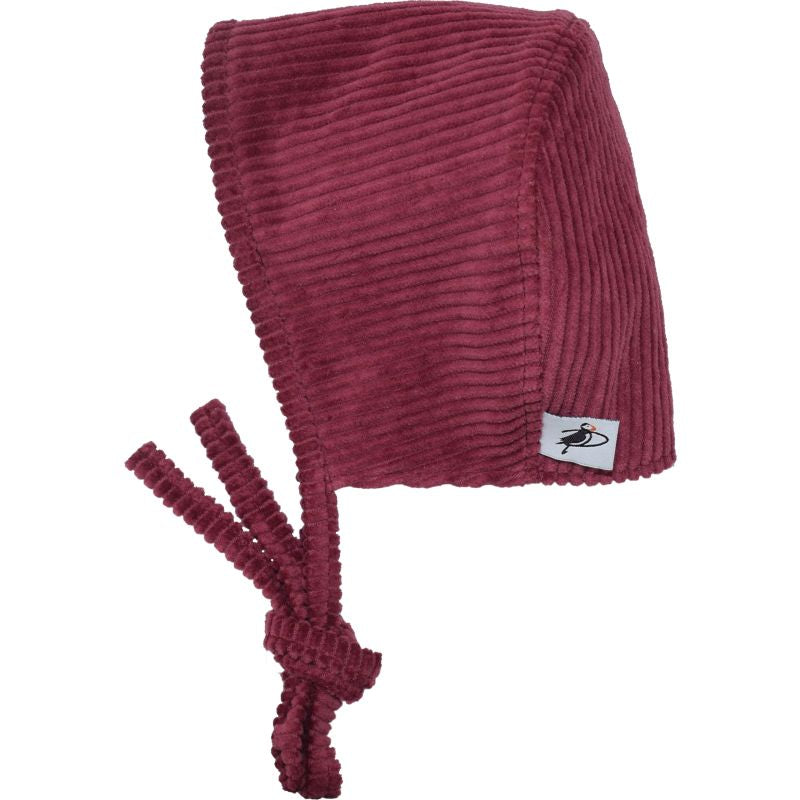 Puffin Gear Fall Wide Wale Corduroy Bonnet with Organic Flannel Lining for Toddlers and Infants-Made in Canada-Berry