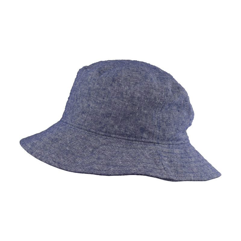 Linen-blend Chambray, Canvas Crusher Hat-Rated UPF50+ Sun Protection-Travel Hat-Made in Canada by Puffin Gear-Navy