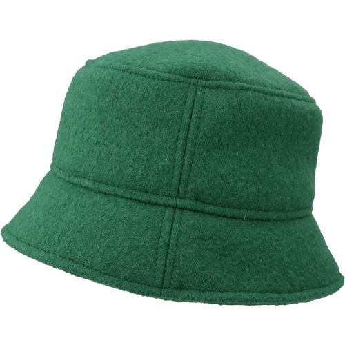 Boiled Wool Crusher Hat with cozy fleece ear snug-warm winter hat-made in canada by puffin gear - kelly green
