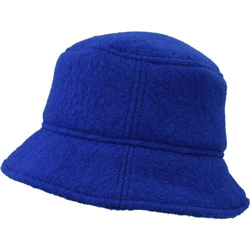 Boiled Wool Crusher Hat with cozy fleece ear snug-warm winter hat-made in canada by puffin gear - royal blue