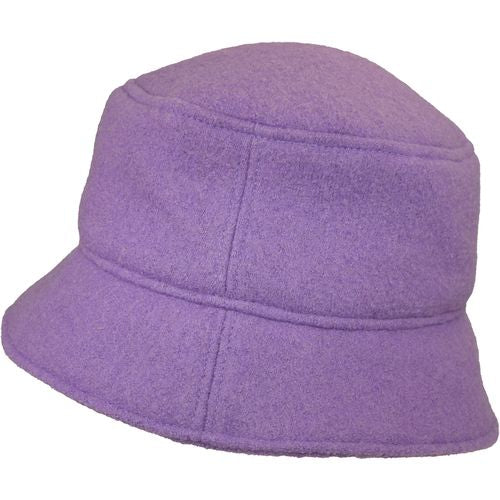 Boiled Wool Crusher Hat with cozy fleece ear snug-warm winter hat-made in canada by puffin gear - lavender