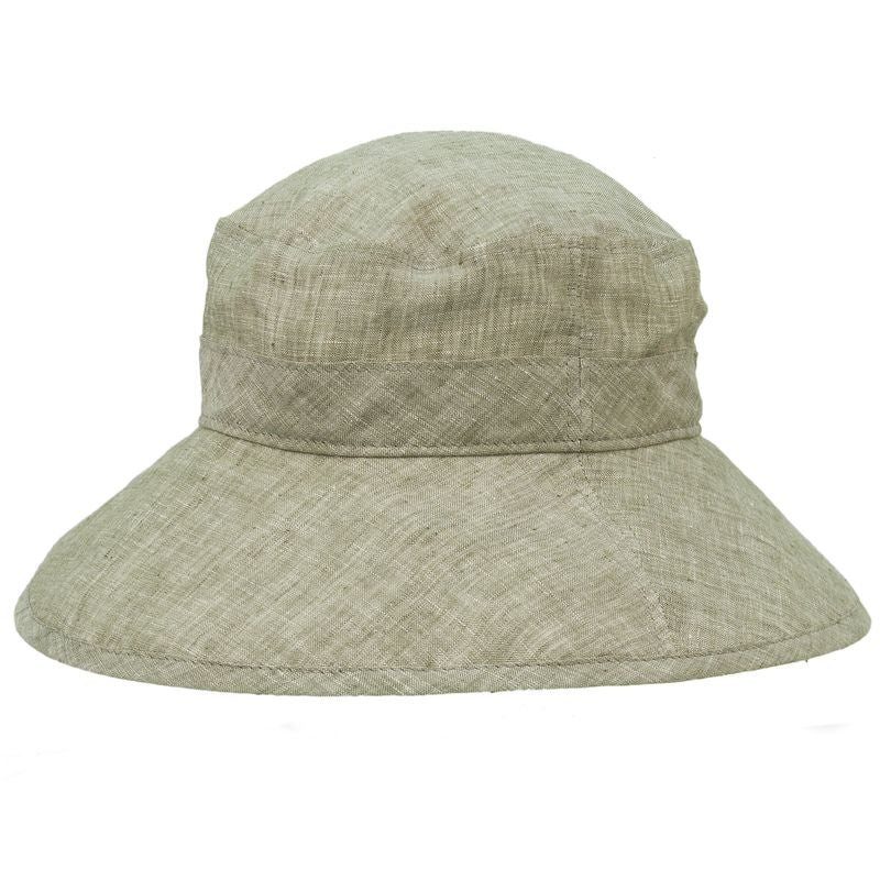 Linen Chambray Garden Hat with 4 inch Brim-Rated UPF50+ Excellent Sun Protection-Made in Canada by Puffin Gear-Lichen