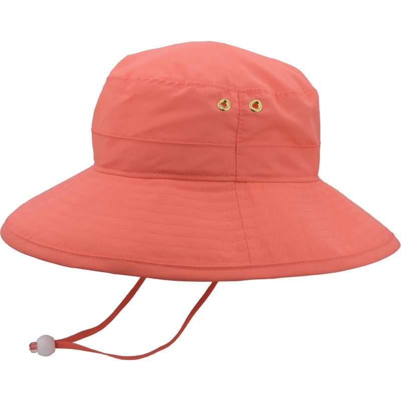 Puffin Gear Solar Nylon Hiking Hat - UPF50 Sun Protection -Made in Canada-Wind Lanyard-Quick Dry-Ventilation Grommets-Coral