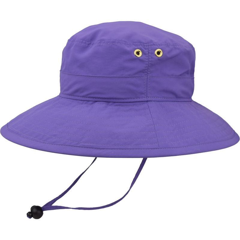 Puffin Gear Solar Nylon Hiking Hat - UPF50 Sun Protection -Made in Canada-Wind Lanyard-Quick Dry-Ventilation Grommets-Purple