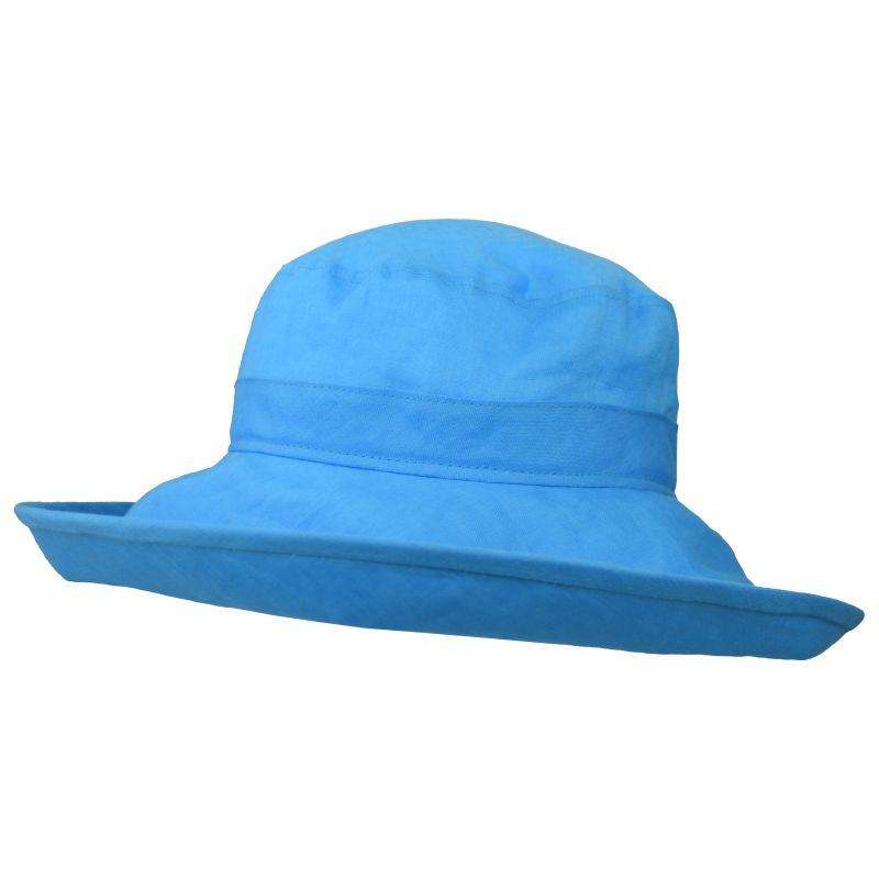 Summer Breeze Linen Wide Brim Classic Hat with UPF50 Sun Protection Rating-Made in Canada by Puffin Gear-Aqua