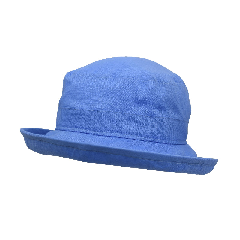 Summer Breeze linen bowler sun hat-upf50 sun protection-made in canada by puffin gear-periwinkle