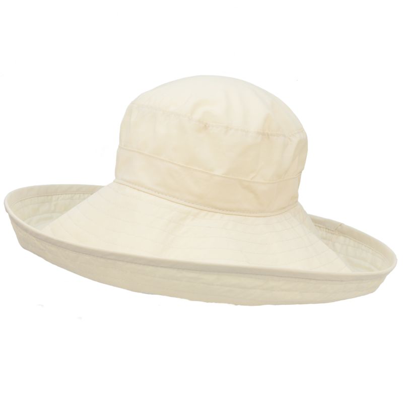 Ultra wide brim starlet hat with six inch brim-our widest brim for maximum coverage-quick dry, lightweight solar nylon-Made in Canada by puffin Gear-Rated UPF50 Sun Protection-Vanilla