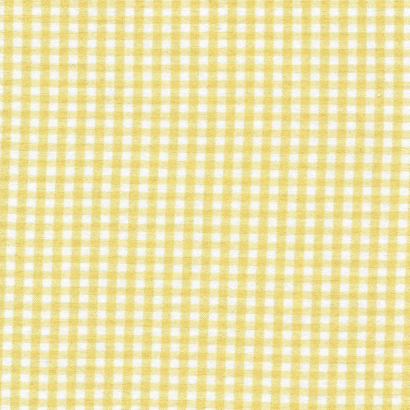 Yellow check cotton print fabric swatch