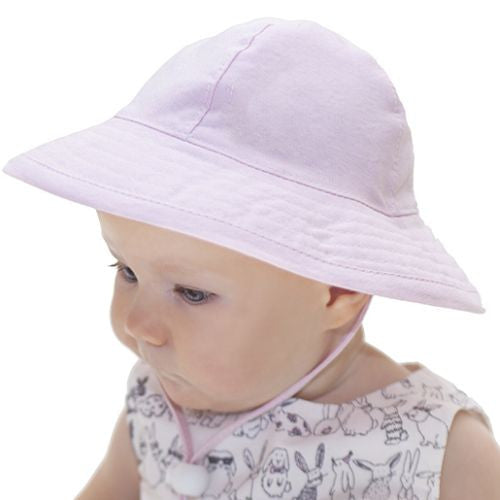 UPF 50+ Sun Protection-Puffin Gear Cotton Oxford Infant Sunbeam Hat-Made in Canada-Pink