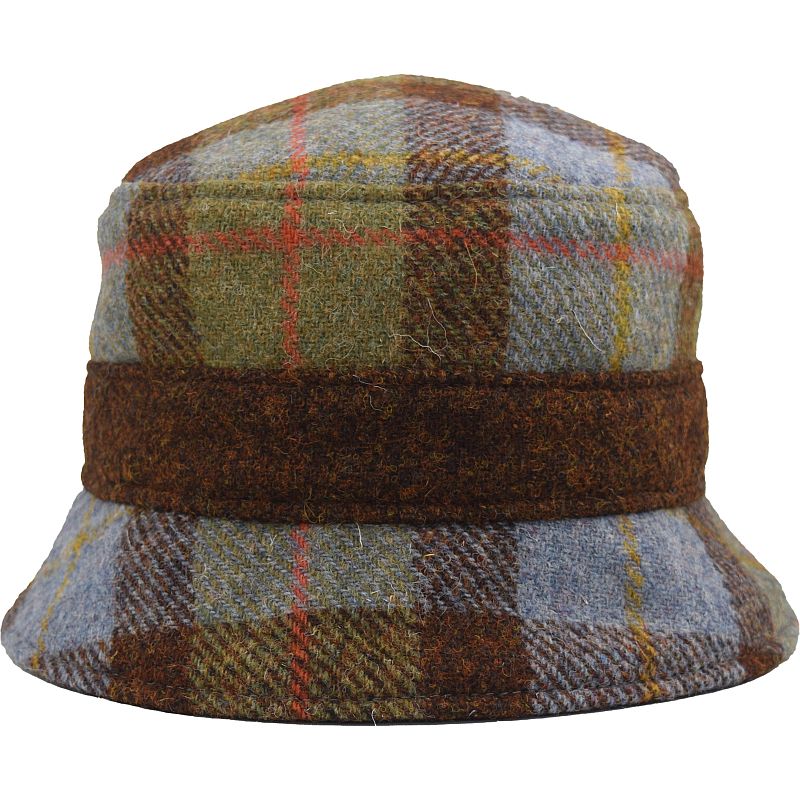 Harris Tweed Bucket Hat-Made in Canada by Puffin Gear-Lodge Plaid with Copper Heather Tweed Contrast trim