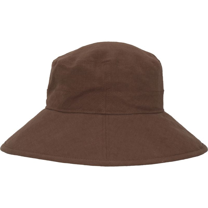 Patio Linen four inch wide brim hat-rated upf50+ excellent sun protection-made in canada by puffin gear-bark