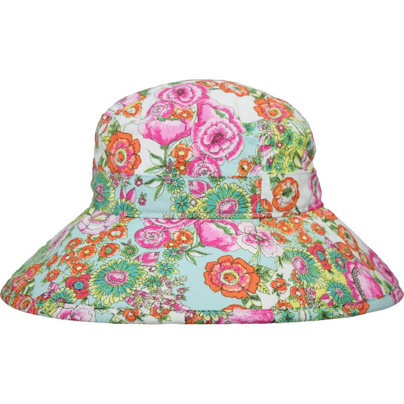 Cotton Print  Wide Brim Garden Hat with UPF50+ Excellent Sun Protection-Vivid Cutting Garden Print-Made in Canada  by Puffin Gear
