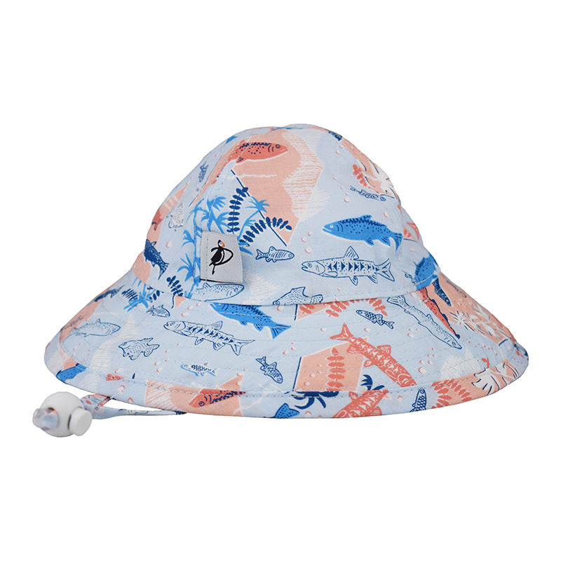 Puffin Gear Infant Sunbeam Brimmed Hat with Chin Tie and Toggle-UPF50 Sun Protection-Made in Canada by Puffin Gear-Summer-Snorkel-Blue