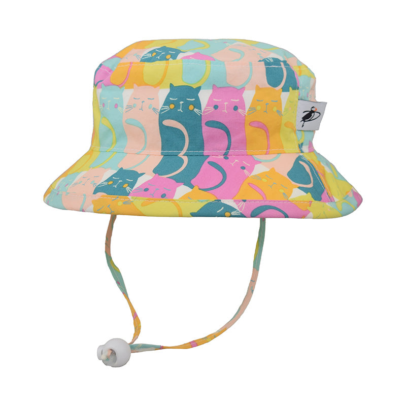 meow- cat print kids upf 50 sun hat