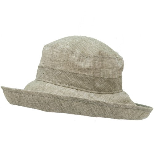 Linen Chambray Wide Brim Sun Hat Rated UPF50 Excellent Sun Protection-Made in Canada by Puffin Gear-Lichen