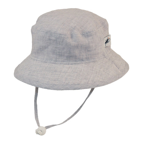 Puffin Gear Summer Day Linen Child Sun Protection Camp Hat - Made in Canada-Grey Check
